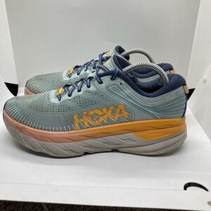 Hoka One One womens Bondi 7 Running Shoes Size 10 Blue Haze Black Iris BHBI